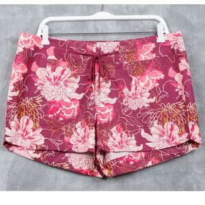 CALIA Floral Drawstring‎ Board Shorts Quick Dry Athleisure Pink Womens Sz L